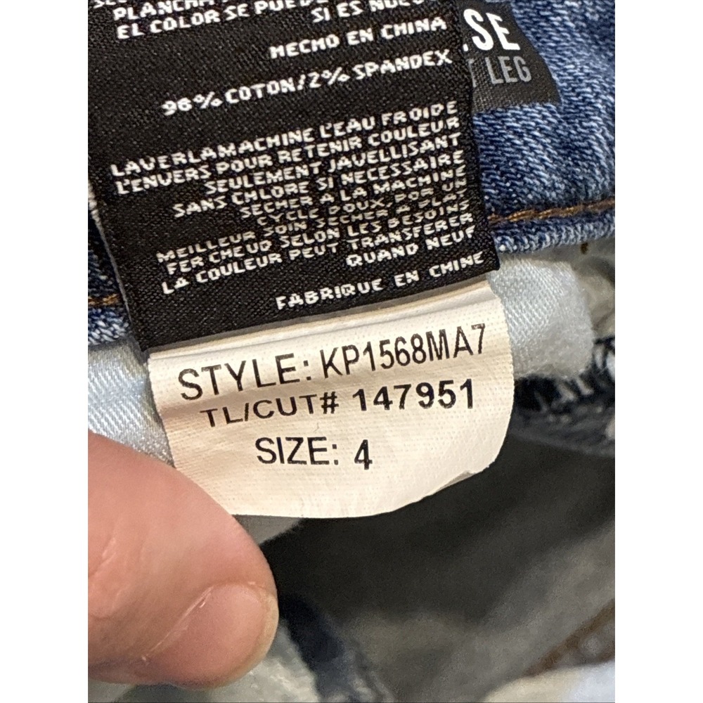 Kut from the Kloth Women Jeans Reese 4 Mid-rise Straight-leg Med Blue Distressed - Picture 13 of 13